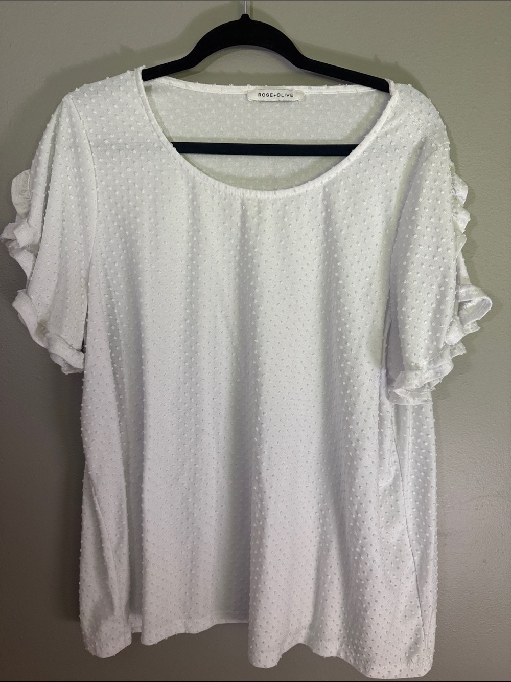 Rose & Olive White Swiss Dot Ruffle Sleeve Blouse